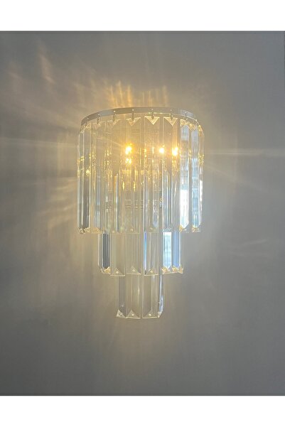 gaziantepavize Yonca Silver Krom Kasa Günışığı Ledli 3 Katlı Lux Taşlı Pilli ...