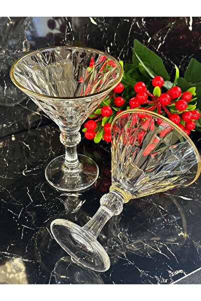 pırıltı home طبق تقديم الآيس كريم الكريستالي المطلي بالذهب - ماغنوليا - عرض خاص (عبوة من قطعتين)