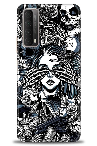 Rulet Aksesuar غطاء متوافق مع هاتف هواوي بي سمارت 2021 HD مطبوع - غطاء سيليكو...