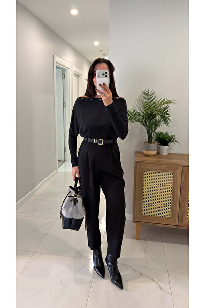 BİRCANÇİL Bc Alaska Black Premium Double Pleated Carrot Pants