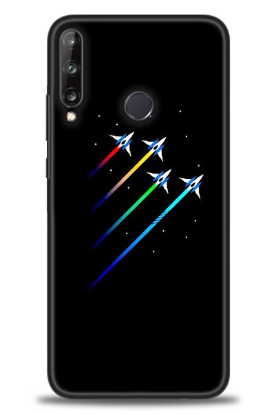 Rulet Aksesuar حافظة متوافقة مع هاتف هواوي P40 Lite E HD مطبوع + واقي شاشة سي...