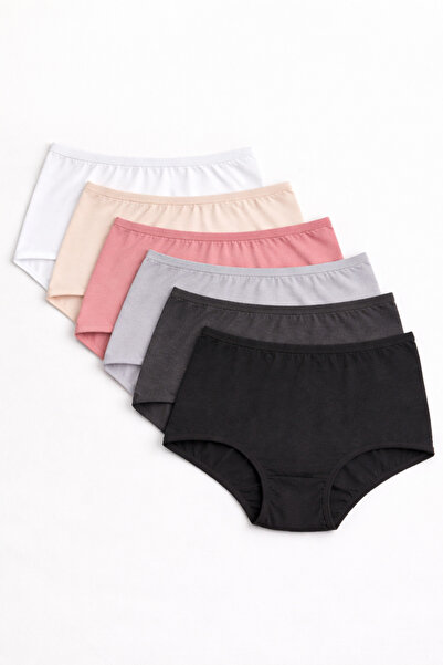 PAMORA Chiloți din bumbac talie înaltă pentru femei, pachet de 6 – efect mode...