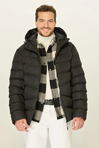 Senini Erkek Mont Kapüşonlu & Su İtici Rüzgar Geçirmez Kışlık Şişme Mont