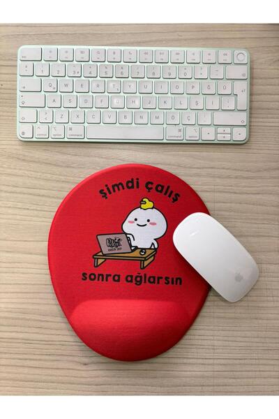 rakkun shop الآن اعمل ثم تبكي مطبوع لوحة ماوس بيضاوية الشكل مع دعم للرسغ