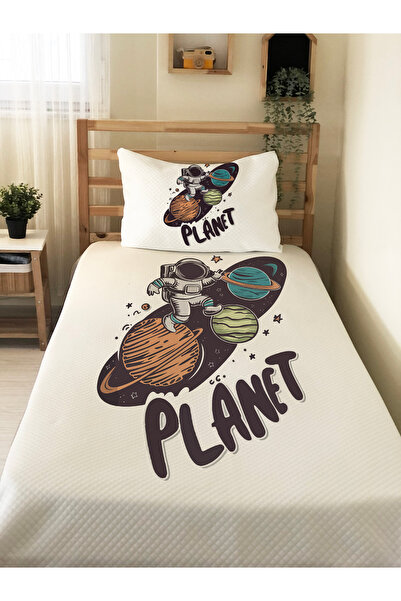 Evmila طقم بيكيه للأطفال بنمط رائد الفضاء - مقاس 160×230 سم، بيكيه مقاس 50×70...