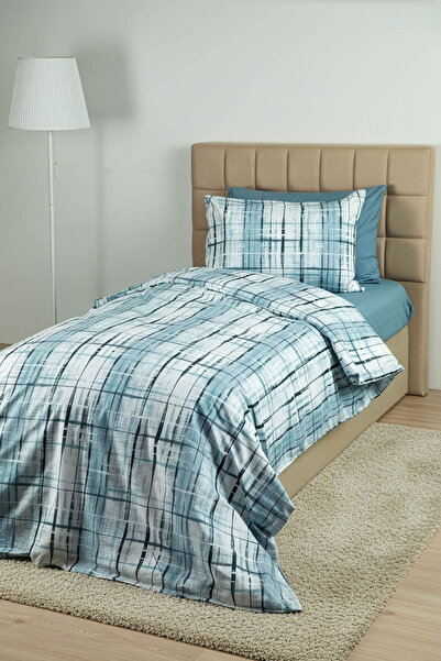 FAVORA Vilora Single Duvet Cover Set with Elastic Sheets - Blue