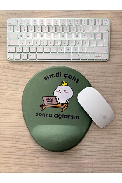 rakkun shop الآن اعمل ثم تبكي مطبوع لوحة ماوس بيضاوية الشكل مع دعم للرسغ