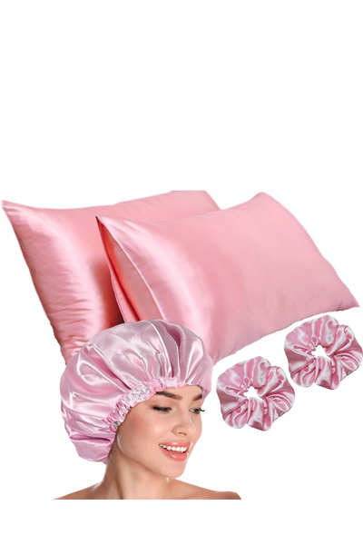 ANT HOME TEKS Premium Set Double Silky Satin Pillowcase Buckle and Bonnet Curly Straight Wavy Hair