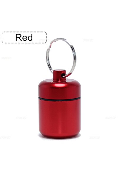 Choice6 Style 1 Red Aluminum Alloy Pill Keychain Holder Small Pill Box Pill Case Waterproof Pill Organizer S