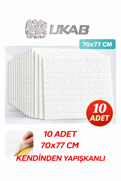 UKAB DEKOR Kendinden Yapışkanlı Esnek Köpük Tuğla Desen Dekoratif Duvar Panel...