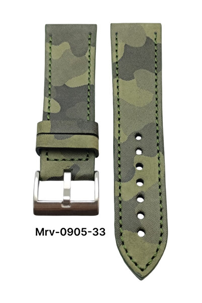 Mrv 22 MM- SPOR YEŞİL KAMUFLAJ DOĞAL DİKİŞ DERİ KORDON