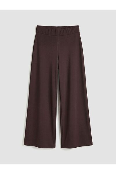 LC Waikiki بنطلون نسائي بقصة واسعة من الأسفل مع خصر مطاطي