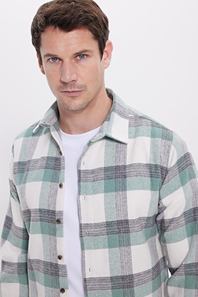 Tudors Erkek Slim Fit Dar Kesim Kareli Kışlık Oduncu Gömlek