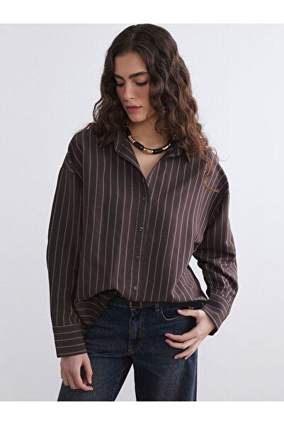 LC Waikiki Çizgili Oversize Kadın Gömlek