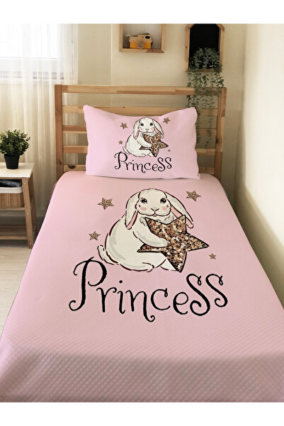 Evmila طقم بيكيه للأطفال بنقشة أرنب - غطاء بيكيه مقاس 160×230 سم وغطاء وسادة ...