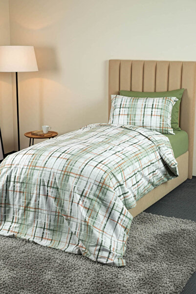 FAVORA Vilora Single Duvet Cover Set with Elastic Sheets - Green