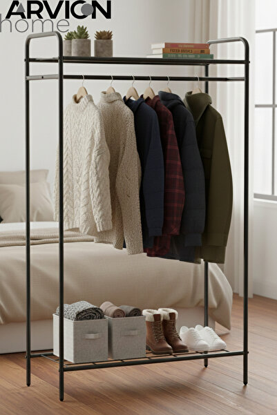 ARVİONHOME Metal Elbise Askılığı & Ayakkabılık – Taşınabilir Giyim Organizeri...
