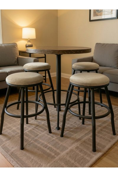 ELSETA Baby Face Kumaş Metal Tabure - 1 Adet - 45cm