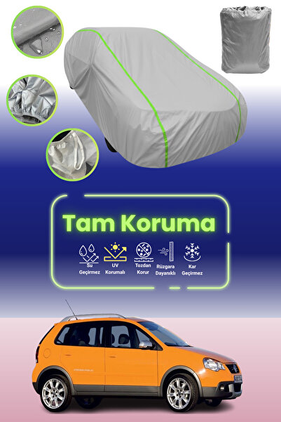 Dokaca Neo غطاء حماية للسيارة باللون الرمادي النيون قماش مجدّل فولكس فاجن كروس بولو 2006 - 2009 متوافق مع غطاء حماية السيارة