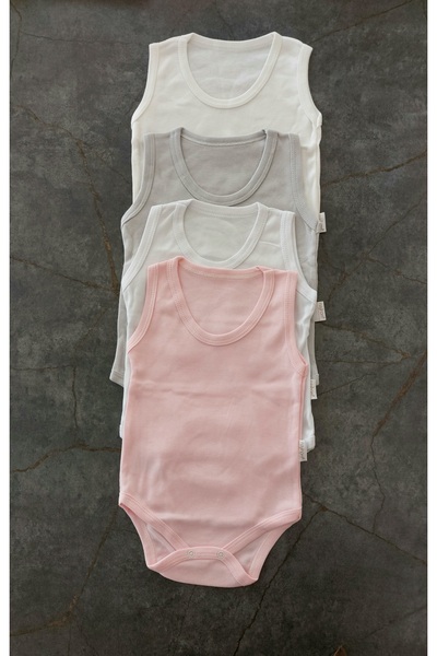 miviko çocuk giyim Baby Girl Snap-Button Bodysuit, 4-Pack, Cream, White, Pink...