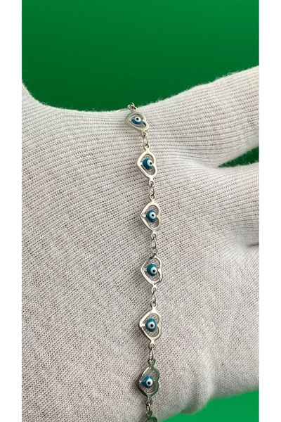charmove ile kendinizi şımartın Women's Silver Color Evil Eye Beaded Heart Fi...