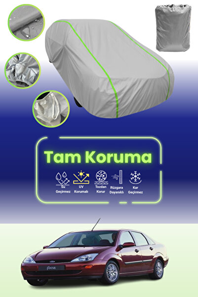 Dokaca Neo غطاء حماية للسيارة باللون الرمادي النيون قماش مجدّل فورد فوكس 4 أبواب 1999 - 2001 متوافق مع غطاء حماية السيارة