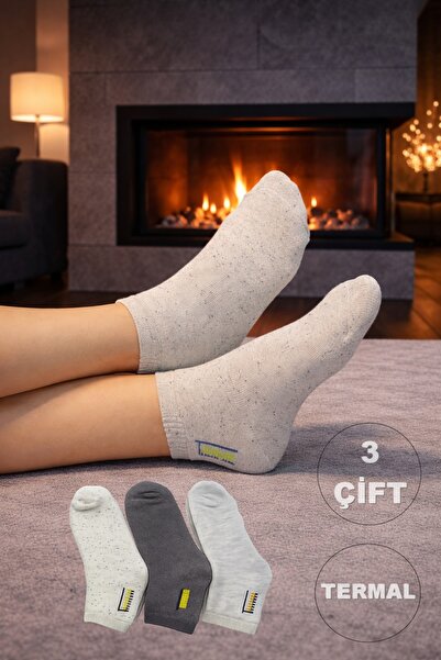Onouqo Kadın Termal Çorap 3’lü Set – Kışlık, Sıcak Tutan, Pamuklu Günlük Çorap