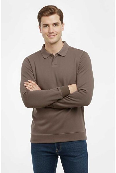 venüsdijital Polo Neck 100% Cotton Steel Knitted Swaetshi̇rt