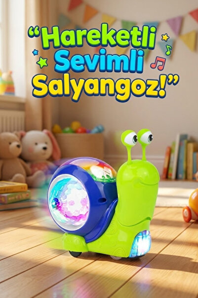 craftivio Hareketli Işıklı Müzikli Salyangoz Oyuncak - Bebek Emekleme Yardımc...