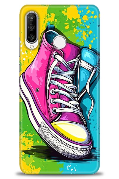 Rulet Aksesuar غطاء متوافق مع هاتف هواوي P30 لايت HD مطبوع - غطاء سيليكون بتص...