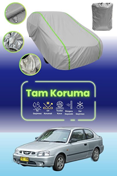 Dokaca Neo غطاء حماية للسيارة باللون الرمادي النيون قماش مجدّل متوافق مع سيارة هيونداي أكسنت هاتشباك 2