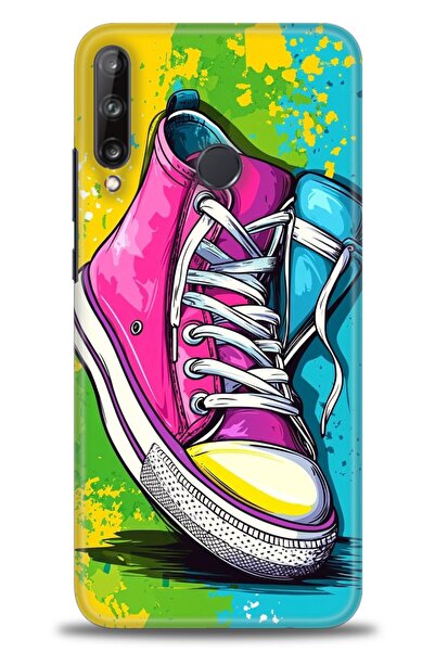 Rulet Aksesuar حافظة متوافقة مع هاتف هواوي P40 Lite E HD مطبوع + واقي شاشة سي...