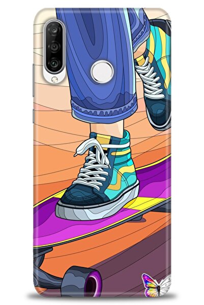 Rulet Aksesuar غطاء متوافق مع هاتف هواوي P30 لايت HD مطبوع - غطاء سيليكون بتص...