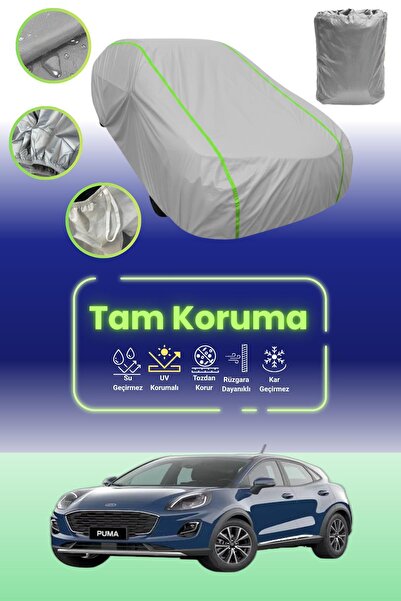 Dokaca Neo غطاء حماية للسيارة من القماش المشمع باللون الرمادي النيون قماش مجدّل متوافق مع سيارة فورد بوما