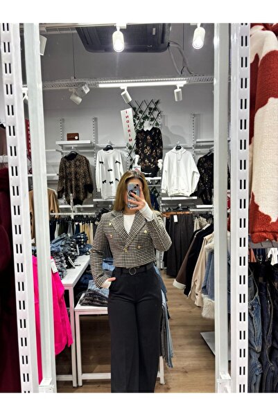 Oxion Clara Kruvaze Crop Ceket