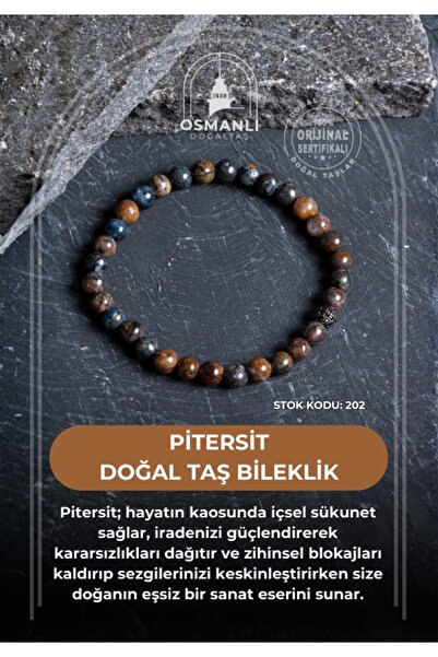 OSMANLI DOĞAL TAŞ Certified Petrosite Natural Stone Bracelet 6 mm (Sk:202)