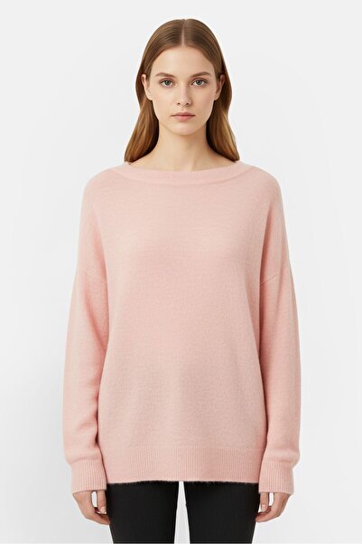 French Connection كنزة نسائية سادة برقبة مضلعة، لون وردي