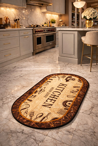 nex pack Kitchen With Love Dijital Baskılı Mutfak Halısı 75x150 cm | Kaymaz T...