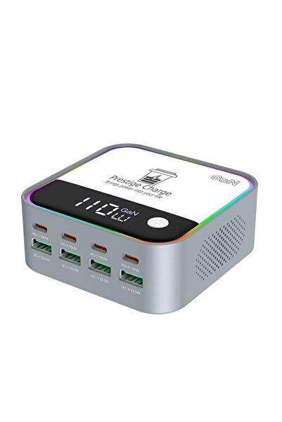 PRESTIGE CHARGE Statie Incarcare GaN 120W 8in1, 4xUSB-C si 4xUSB, PD 3.0 100W...