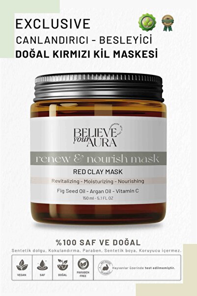 Believe Your Aura Kırmızı Kil Maskesi - Canlandırıcı Besleyici Anti Aging %10...