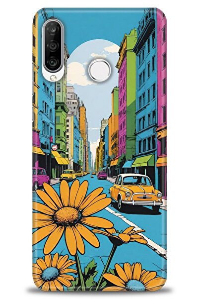 Rulet Aksesuar غطاء متوافق مع هاتف هواوي P30 لايت HD مطبوع - غطاء سيليكون بتص...