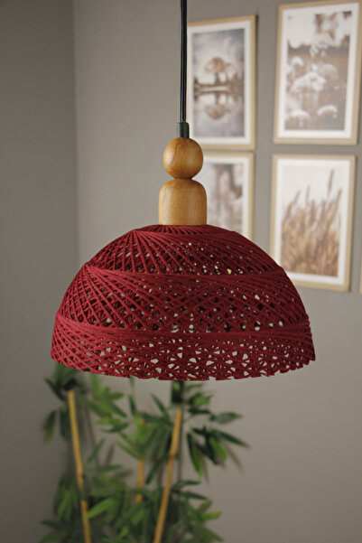 Bamyum Bohem Recycle İplik Jüt El Yapımı Vişne Çürüğü Hasır Kalın Ahşap Boncu...