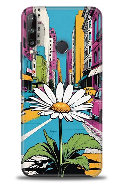 Rulet Aksesuar حافظة متوافقة مع هاتف هواوي P40 Lite E HD مطبوع + واقي شاشة سي...