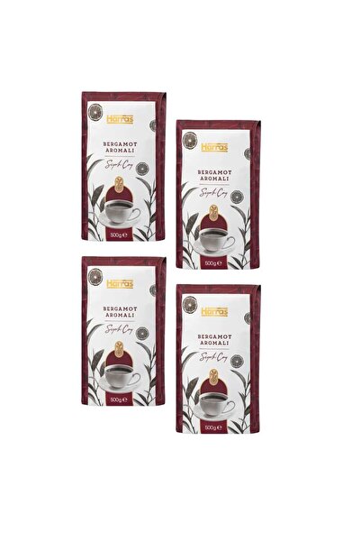 Harras 4-Piece Bergamot Flavored Black Tea Set - 500 g X 4 Packs Special Blend Bulk Tea 2 kg Stock Pack