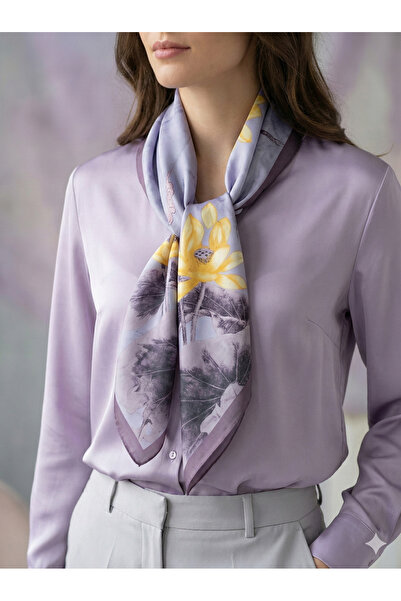 Madame Rosso Çiçek Desenli Lila Fular