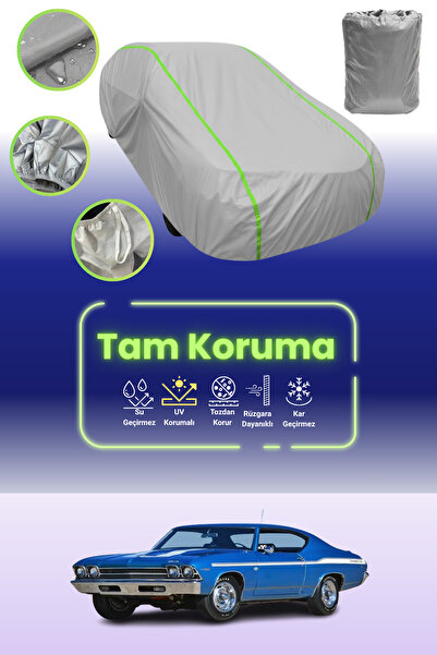 Dokaca Neo غطاء حماية للسيارة باللون الرمادي النيون قماش مجدّل شيفروليه شيفيل سوبر سبورت 1969 - 1977 متوافق مع غطاء حماية السيارة