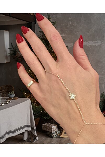 FASHION 14K Renginde Dorika Zincirli Yıldız Detaylı Şahmeran