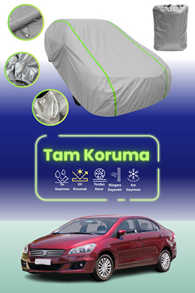 Dokaca Neo غطاء حماية للسيارة من القماش الرمادي النيون قماش مجدّل متوافق مع سيارة سوزوكي سياز