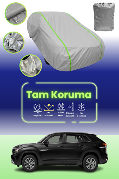 Dokaca Neo غطاء حماية للسيارة باللون الرمادي النيون قماش مجدّل فولكس فاجن أطلس كروس سبورت 2019 - 2021 متوافق مع غطاء حماية السيارة