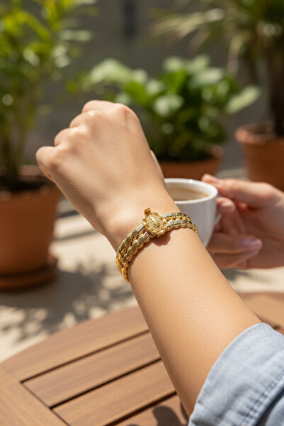 Hakan Güler Kuyumculuk Altın Tuğralı İki Sıra Üçlü Burma Kelepçe Bilezik